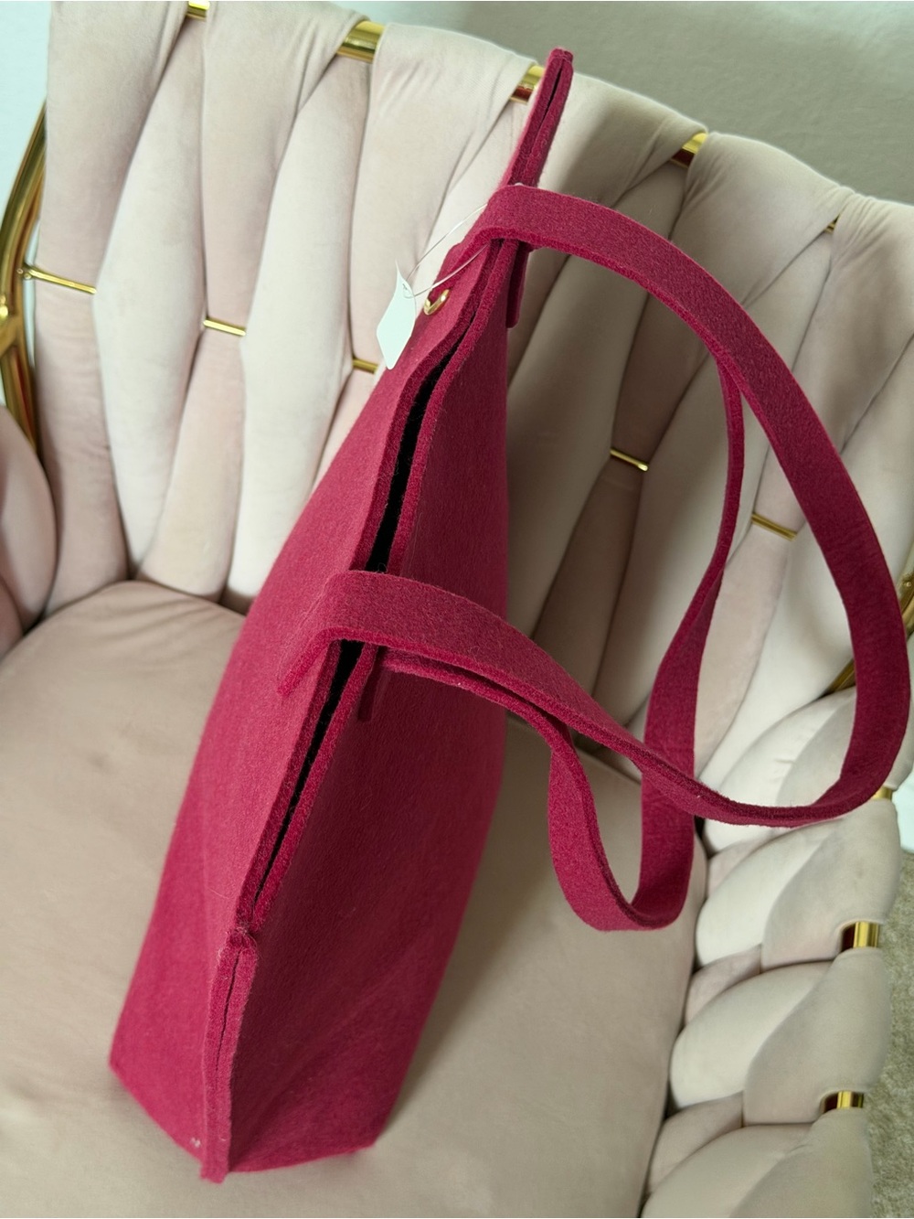 NWT Bath & Body Works Deep Pink Felt Tote - Picture 7 of 16